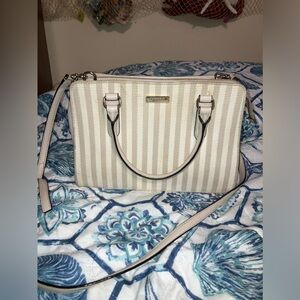 kate spade Beige and White Striped Satchel